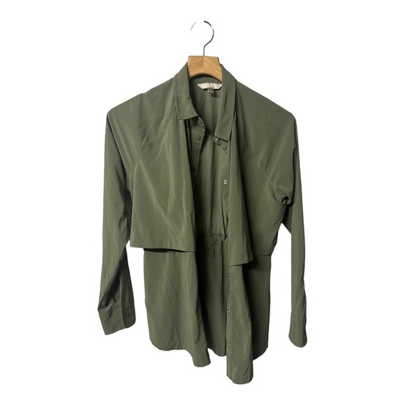 Athleta North Star Snap Button Down Shirt Jacket- laurel olive green - Picture 2 of 8